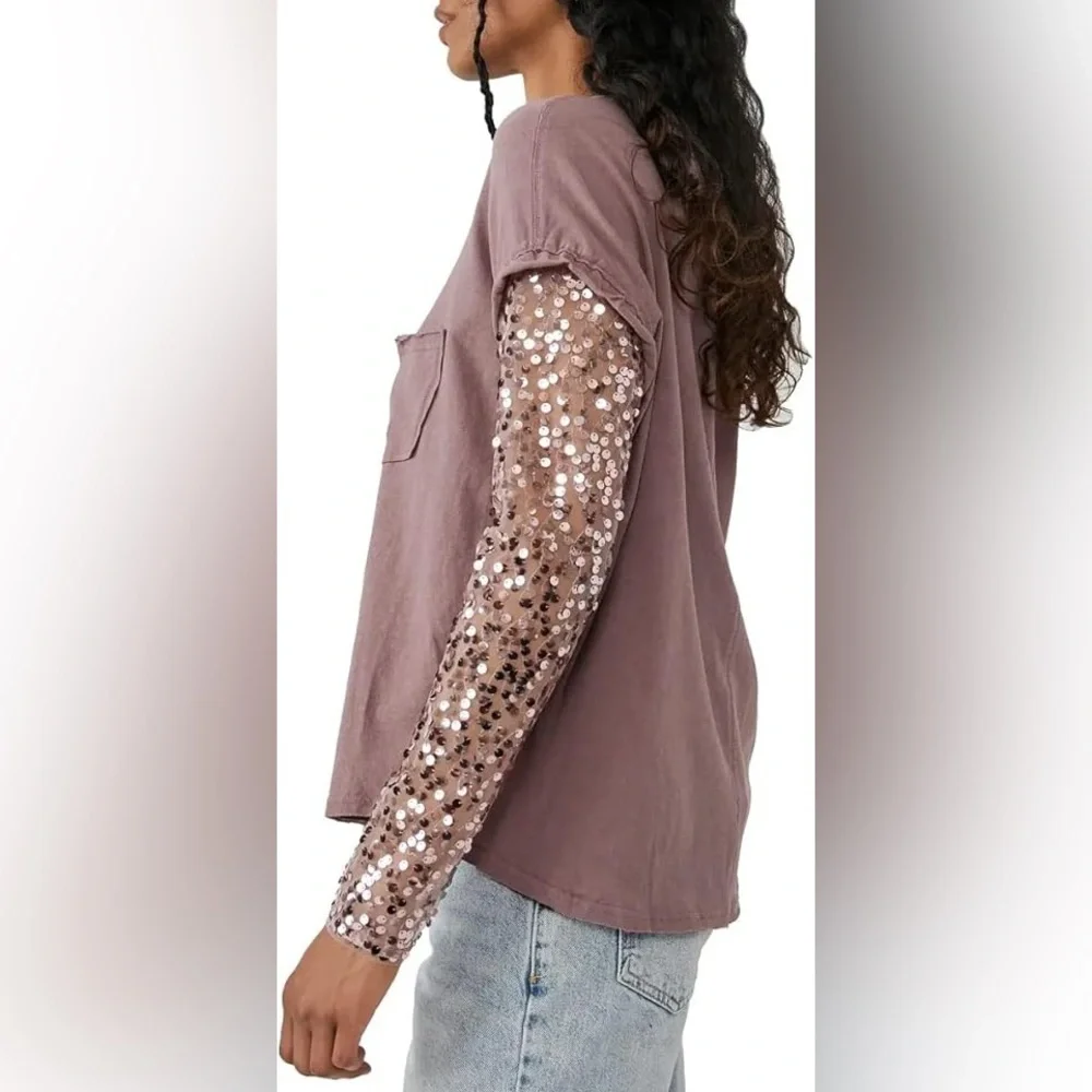 Free People Celine Tee Lavender Shadows